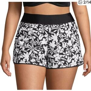 Lands' End Women 5" Board Swim Shorts with Panty Plus sz 22W Black Havana Floral